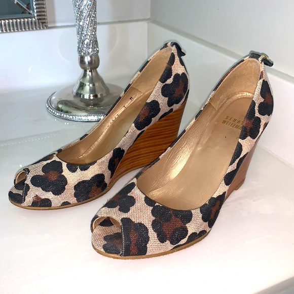 Stuart weitzman leopard print wedges